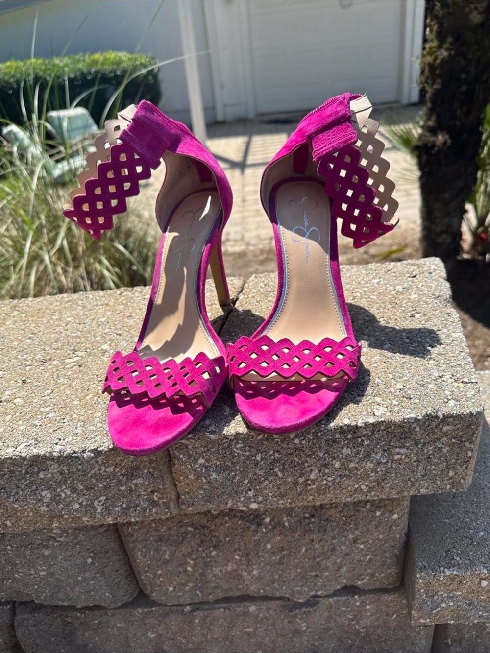 Jessica Simpson Fuchsia Ankle-Strap Heels